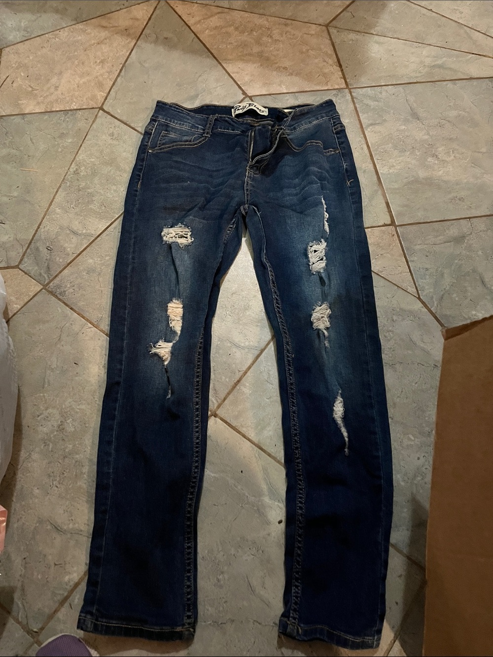 Dark Blue Distressed  Jeans